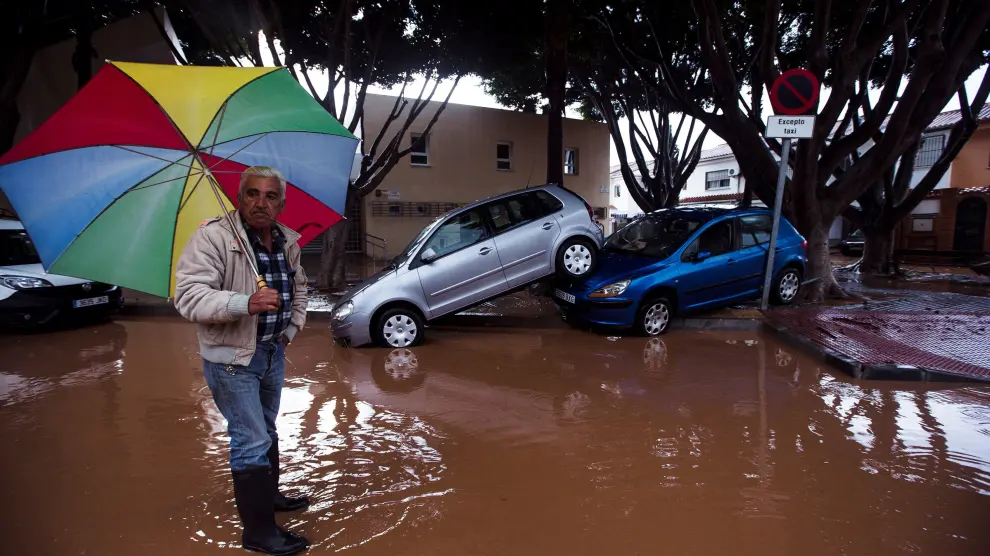 Inundaciones en el distrito de Campanillas, en Málaga.