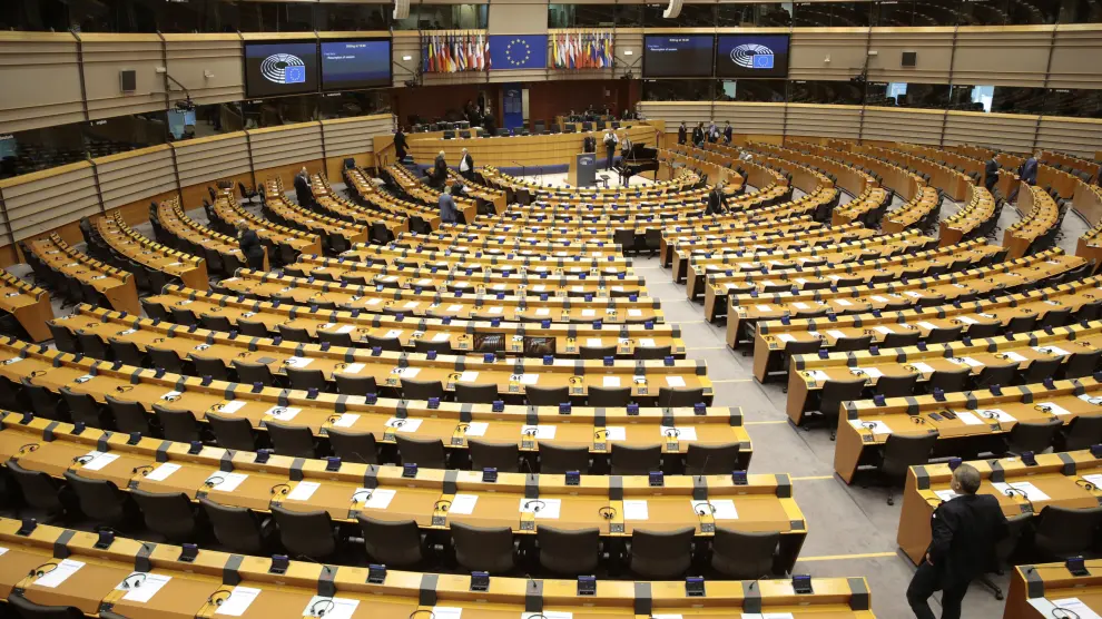 Vista del salón de plenos del Parlamento Europeo en Bruselas.