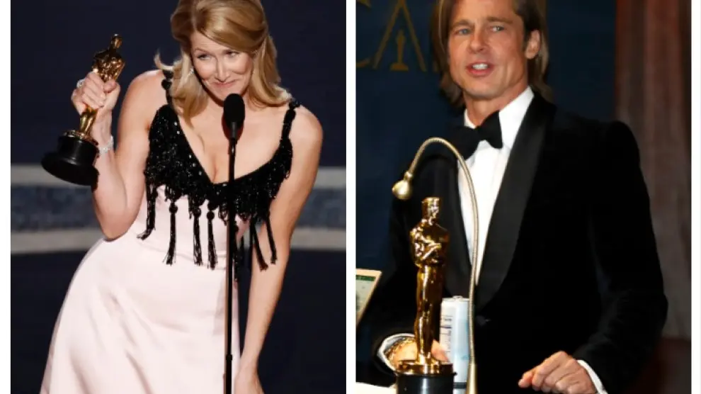 Laura Dern, por 'Historia de un matrimonio', y Brad Pitt, por 'Érase una vez... en Hollywood', se llevaron los Óscar de mejor actriz y mejor actor de reparto, respectivamente.