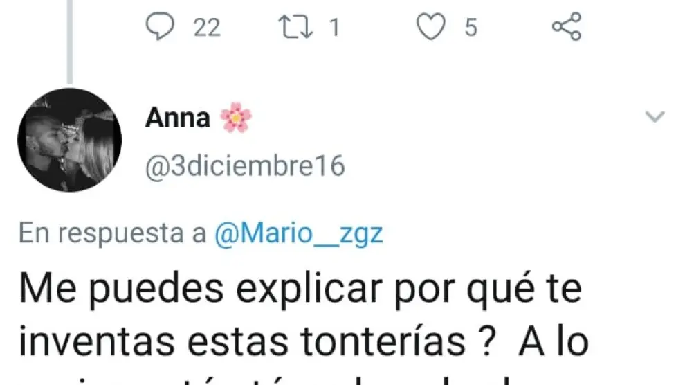 Captura del tuit que ha dado lugar a la respuesta de la mujer de Luis Suárez