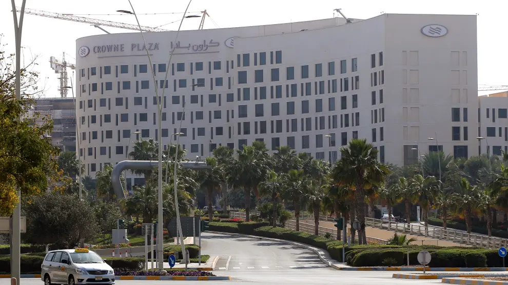 Hotel en el que están pasando la cuarentena los ciclistas del Cofidis en Emiratos.