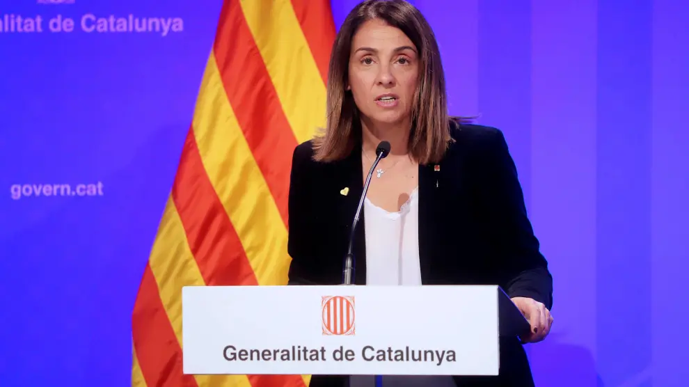 La portavoz del Gobierno catalán, Meritxell Budó, durante la rueda de prensa.