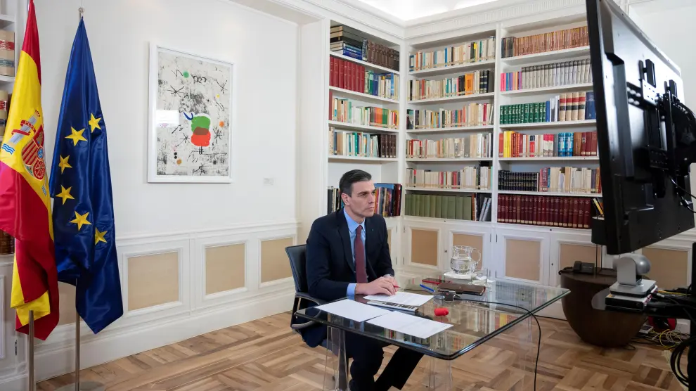 Pedro Sánchez tuvo una videoconferencia con los líderes europeos
