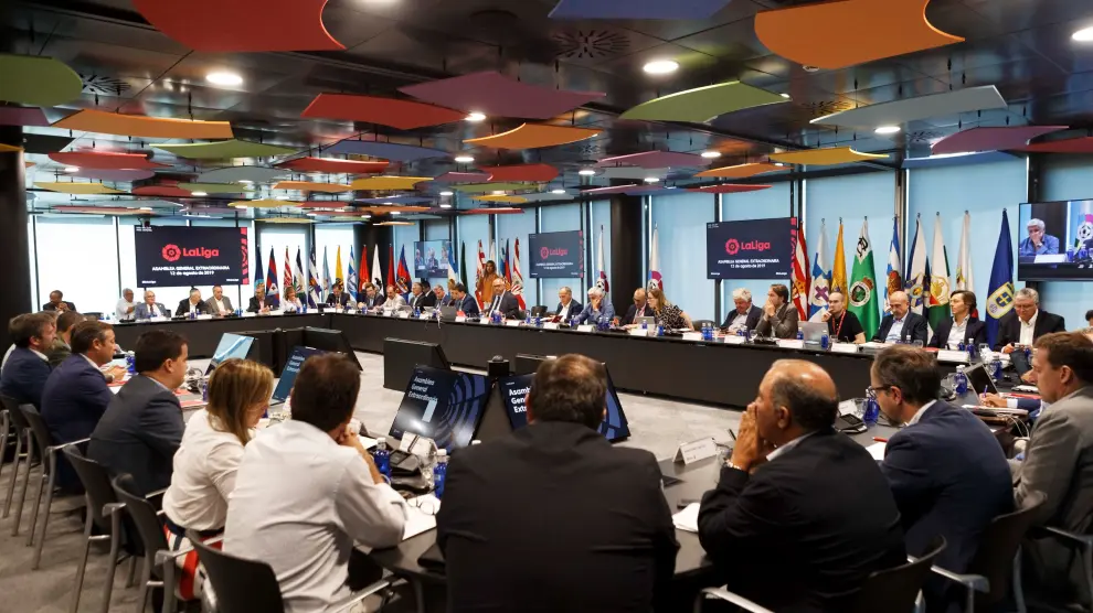 Asamblea extraordinaria de la LFP, celebrada en agosto de 2019.