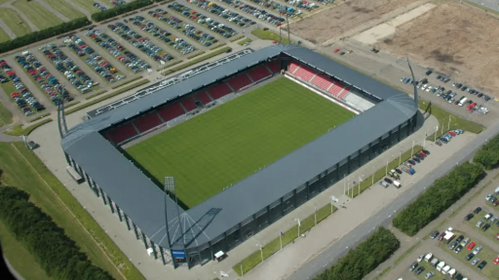 El Estadio MCH Arena de Midtjylland, donde juega el líder de la liga de Dinamarca cuando se paró en torneo.