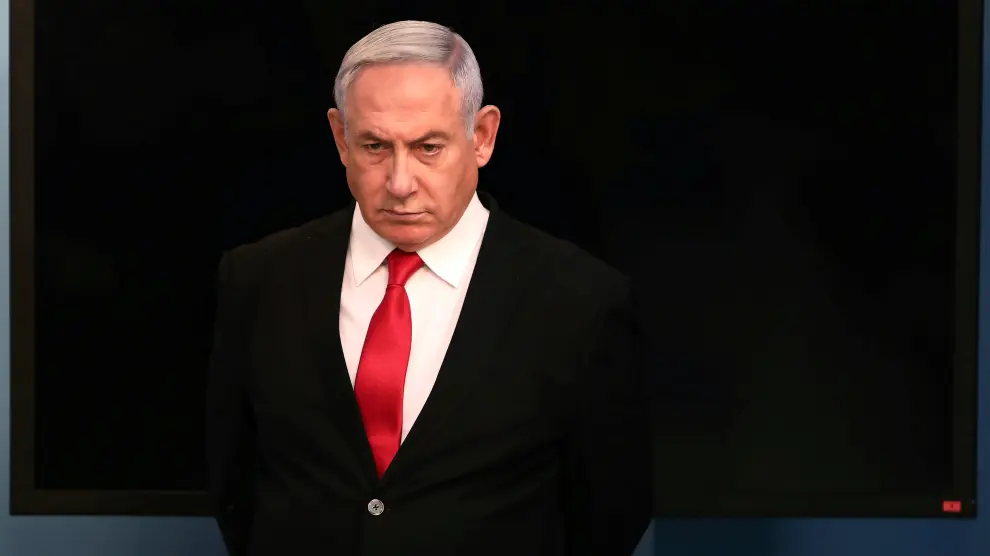 FILE PHOTO: Israeli Prime Minister Benjamin Netanyahu delivers a speech at his Jerusalem office