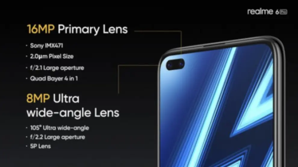 El Realme 6 Pro tiene dos cámaras en el frontal.