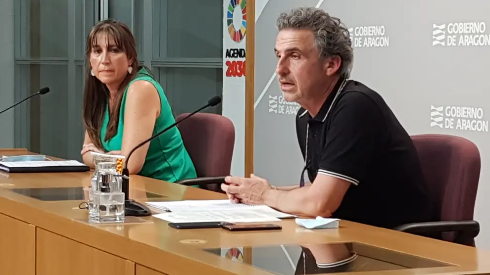La consejera de Sanidad de Aragón, Sira Repollés, y el director general de Salud Pública, Francisco Javier Falo