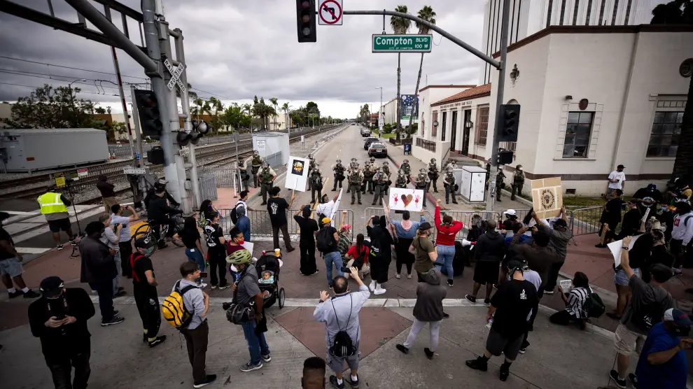 Protest over officer involved shooting death of Andres Guardado in Compton
