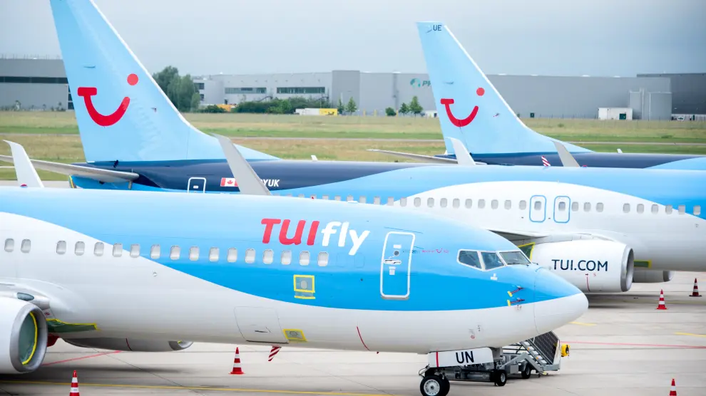 Aviones de la compañía TUIfly en el aeropuerto de Hannover