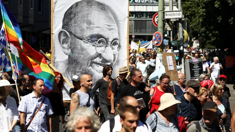 FILE PHOTO: Demonstration against the government's restrictions amid the coronavirus disease (COVID-19) outbreak, in Berlin