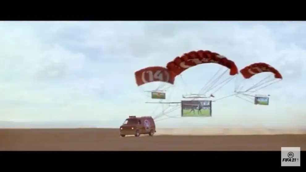 Imagen del anuncio del juego para videoconsolas FIFA 2014 con el aeropuerto como escenario.