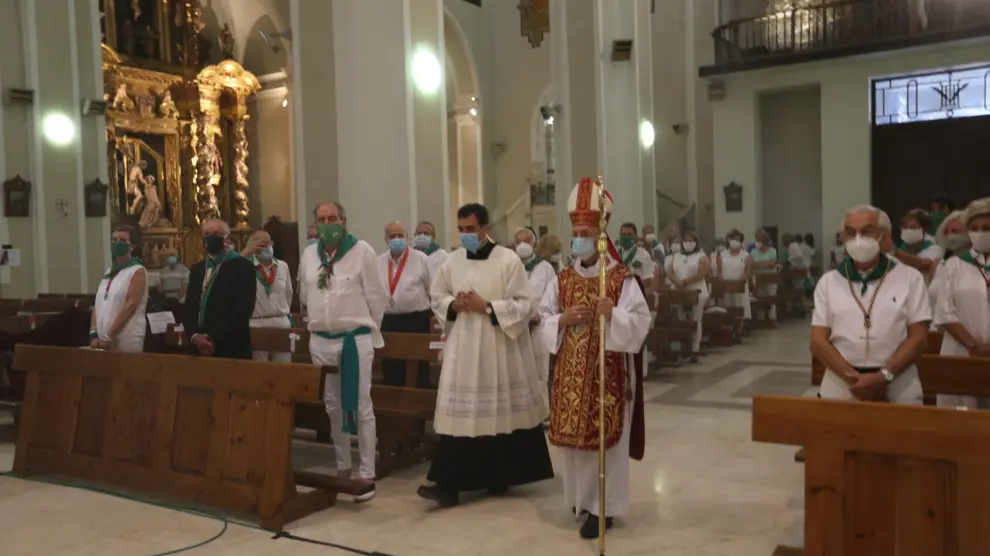 Misa en honor a San Lorenzo en la catedral de Huesca en el día grande de las 'no fiestas'