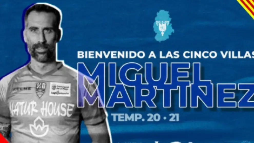 La SD Ejea anuncia el nuevo fichaje de Miguel Martínez en su cuenta de Twitter.