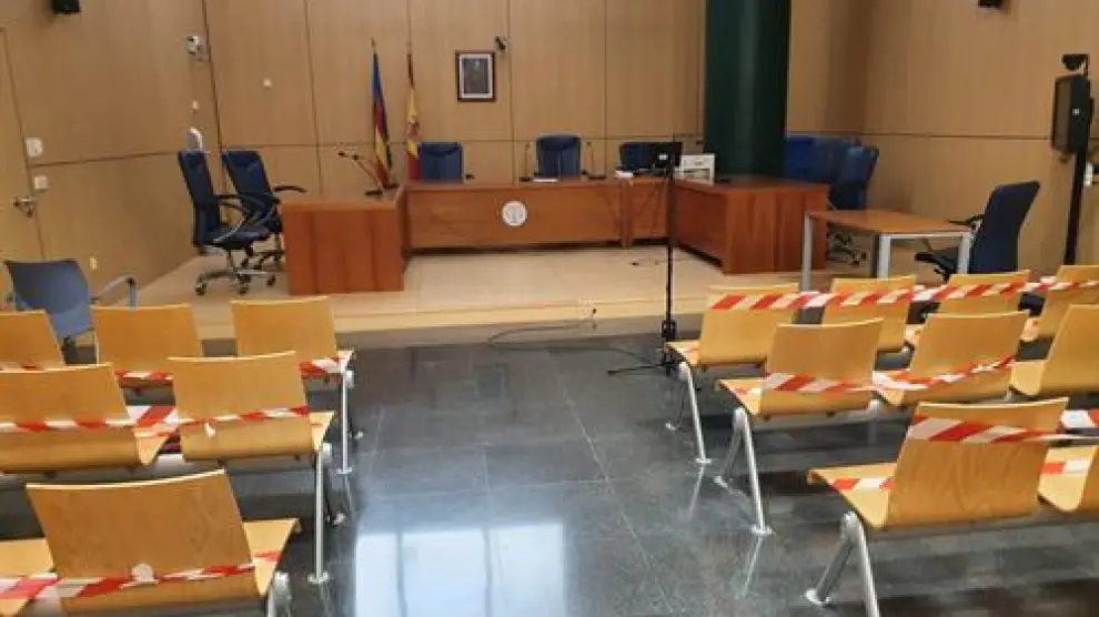 Sala de vistas de la Ciudad de la Justicia de Valencia