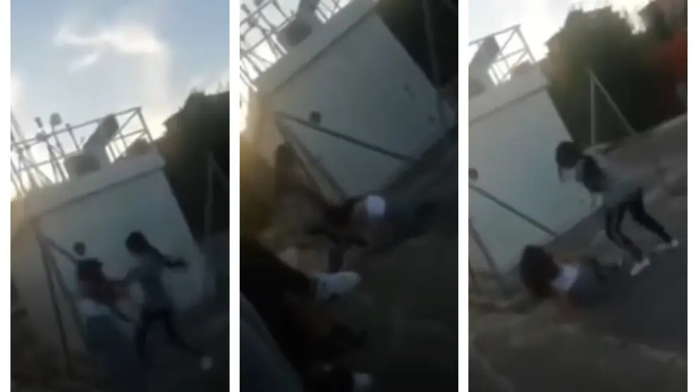 Tres capturas del vídeo de la agresión.
