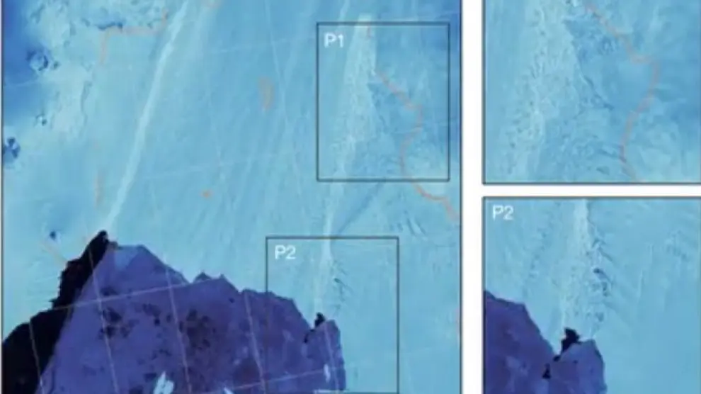 Imágenes de las grietas en los glaciares de la isla Pine, en la Antártida.
