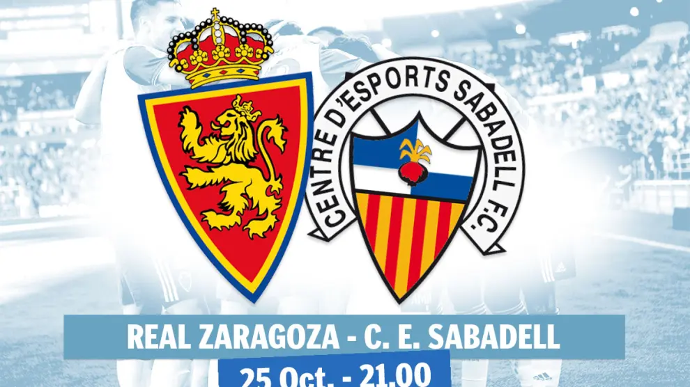 El Real Zaragoza recibe el domingo 25 de octubre al Sabadell