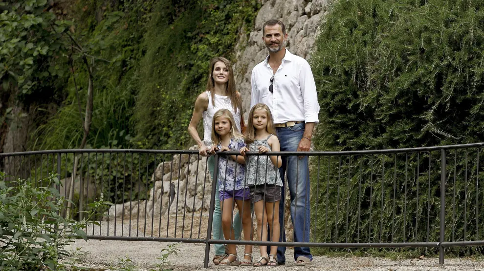 La Familia Real, en 2013, durante una visita a La Granja de Esporles, en Mallorca