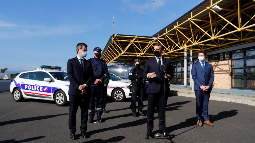 Macron en la frontera de Francia con España