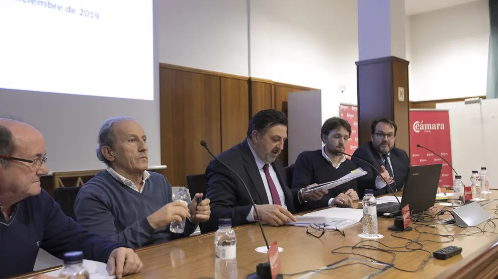 Junta de accionistas de la SD Huesca celebrada el año pasado en la Cámara de Comercio de Huesca.