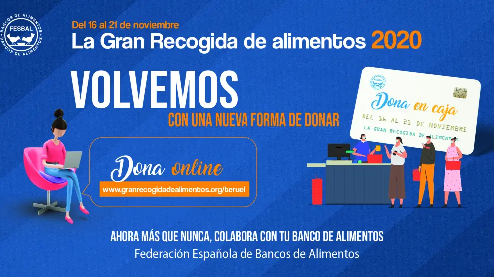 Cartel de la campaña de donaciones para el Banco de Alimentos de Teruel.