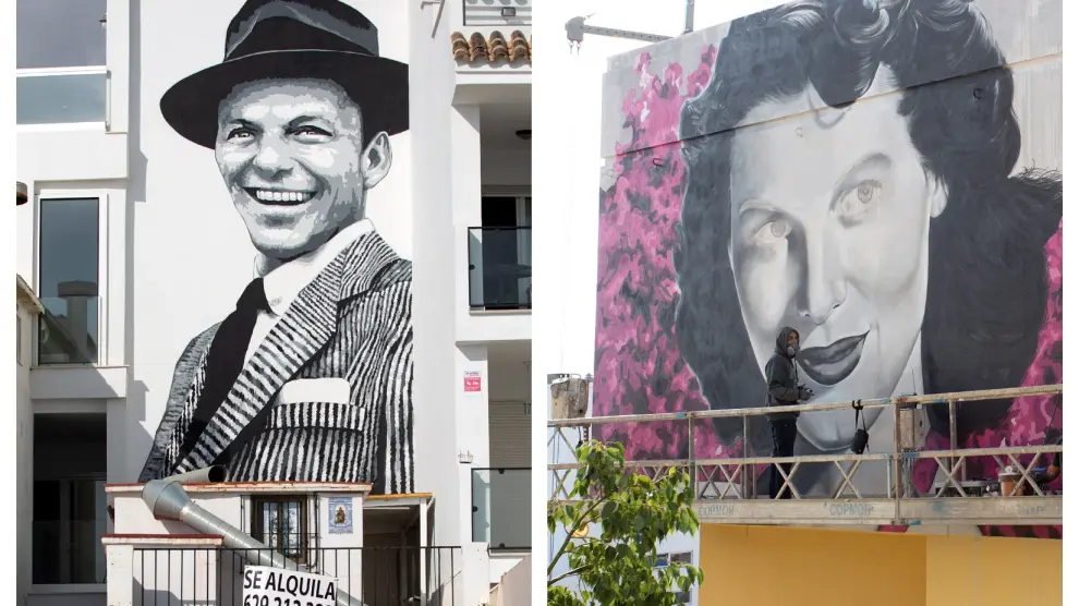 Frank Sinatra y Ava Gardner, en dos murales en Torremolinos.