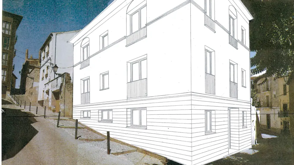 Fotomontaje del edificio que se construirá entre las calles Desengaño y Palacio de Huesca.