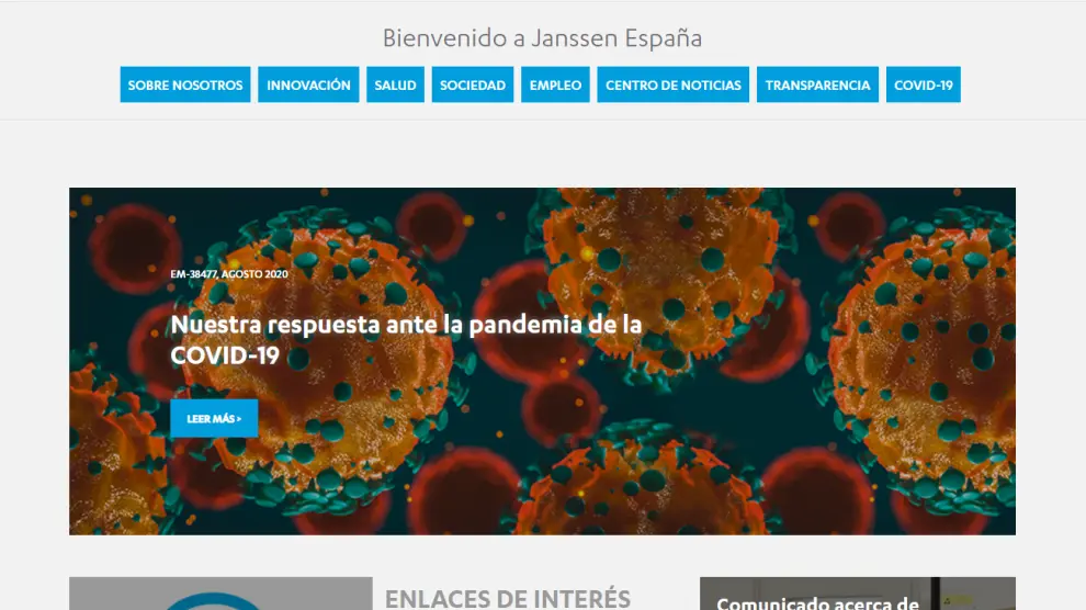 Página web de la farmacéutica Janssen