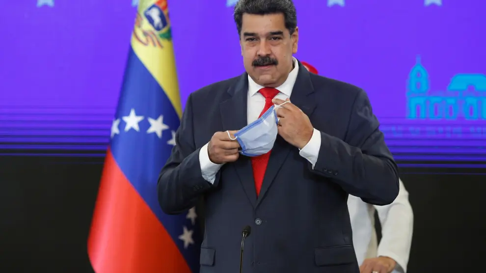 Venezuelan President Nicolas Maduro holds a press conference in Caracas