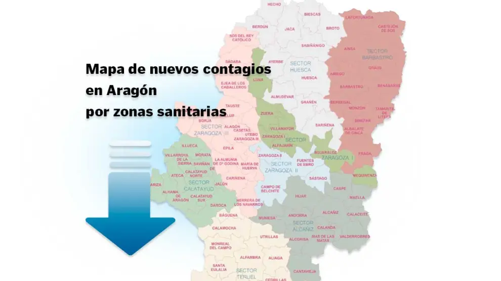 Mapa de Aragón con los casos de coronavirus en las últimas 24 horas