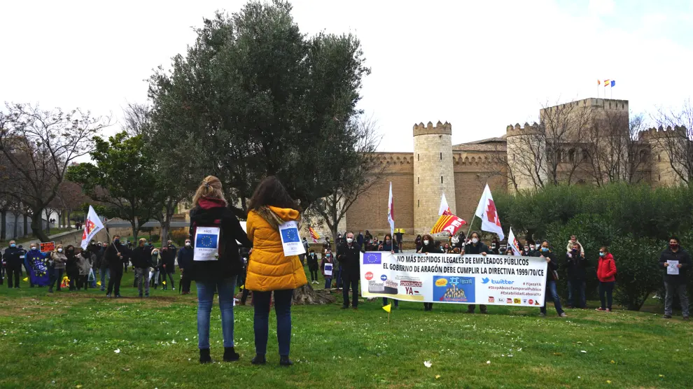 Protesta ante el Palacio de La Aljafería de Zaragoza el pasado 12 de diciembre
