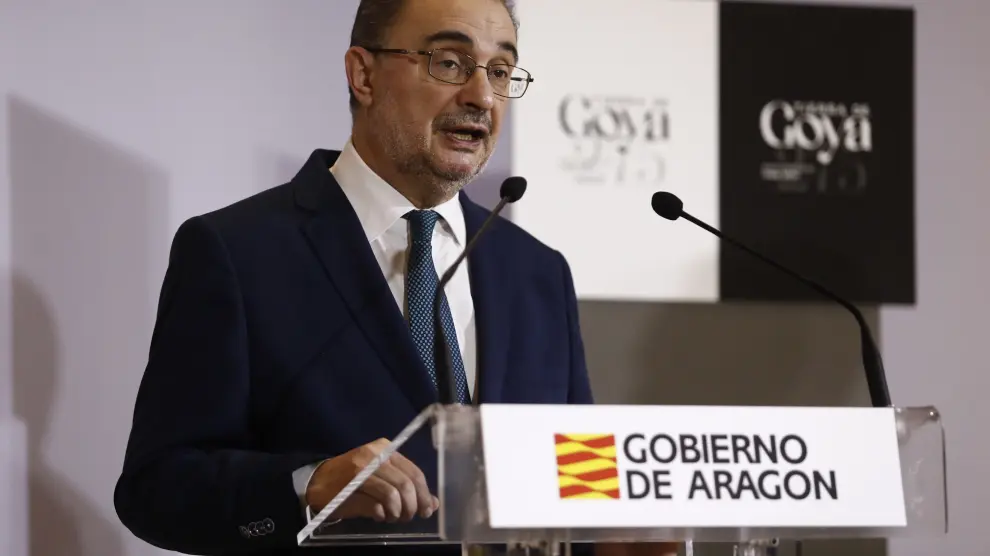 El presidente de Aragón, Javier Lambán, este jueves en el Museo de Zaragoza