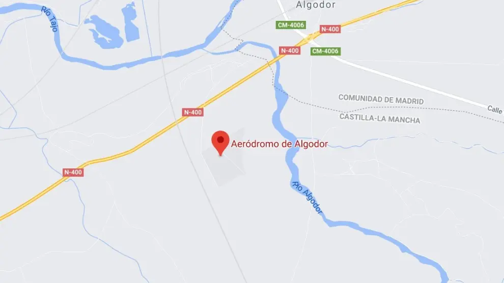 Localización del aeródromo de Algodor, cerca del que se ha producido el accidente.