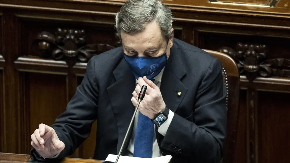 Mario Draghi, este jueves en la Cámara de Diputados de Italia.