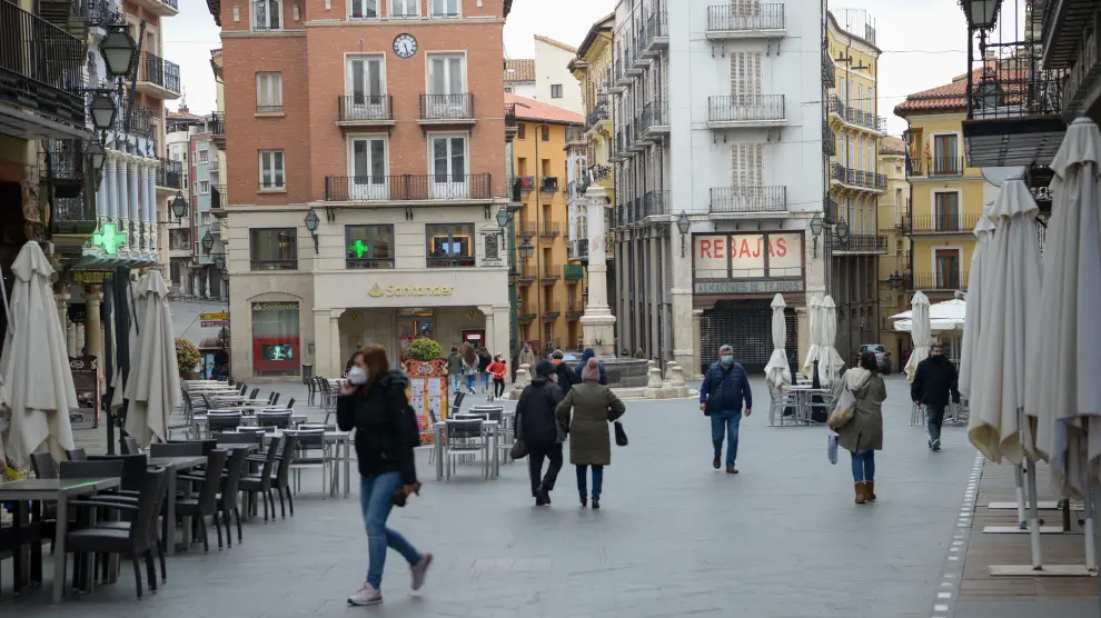 La plaza del Torico de Teruel, este lunes, primero de marzo.