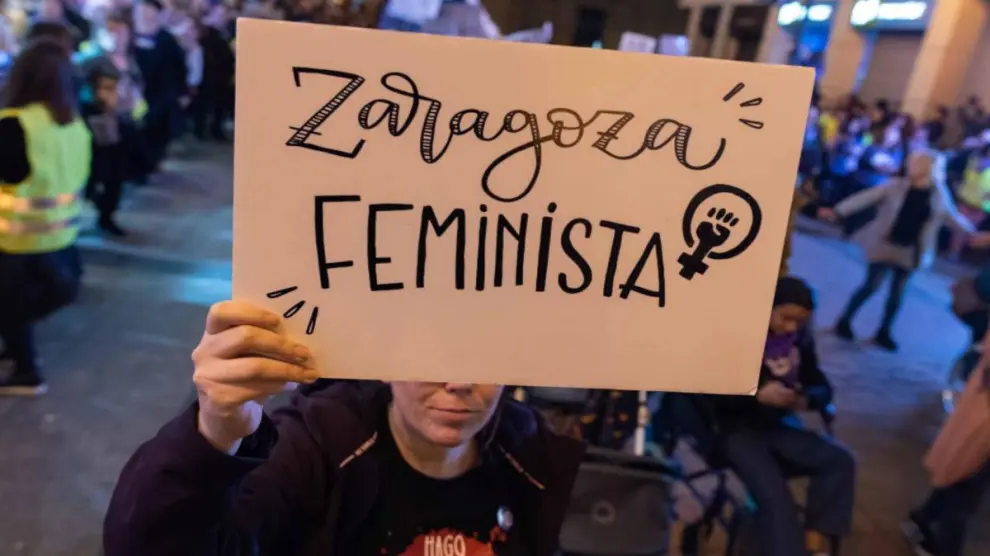 Manifestación del 8-M en Zaragoza, en marzo de 2020.