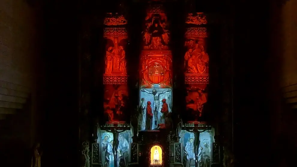 El 'videomapping' del retablo de Torreciudad.