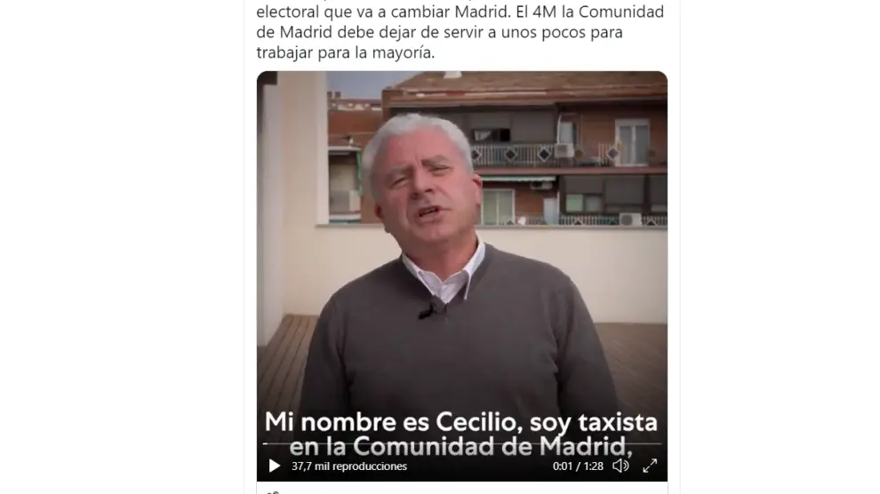El taxista Cecilio González, fichado por Pablo Iglesias, en un tuit publicado por el líder de Podemos.