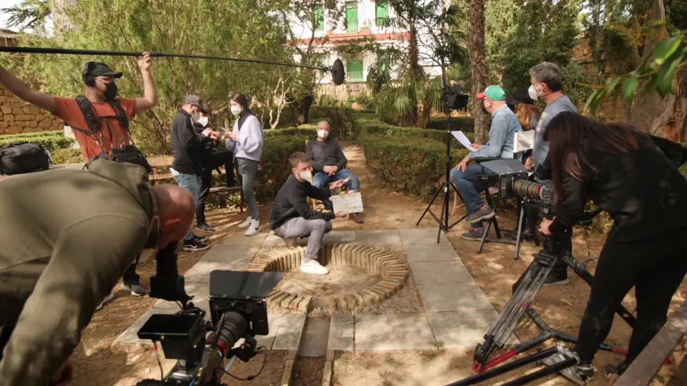 Equipo de rodaje del documental 'Benito Pérez Buñuel', en Calanda.