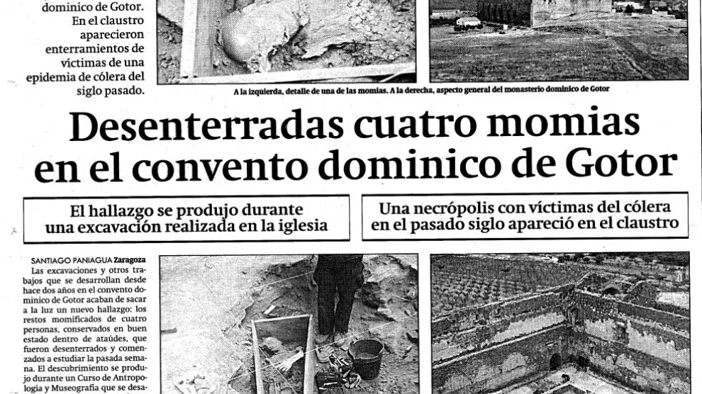 Recorte de Heraldo de Aragón que habla de las momias de Gotor.