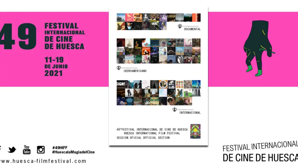 Cartel de los cortos seleccionados para el Festival de Cine de Huesca 2021.