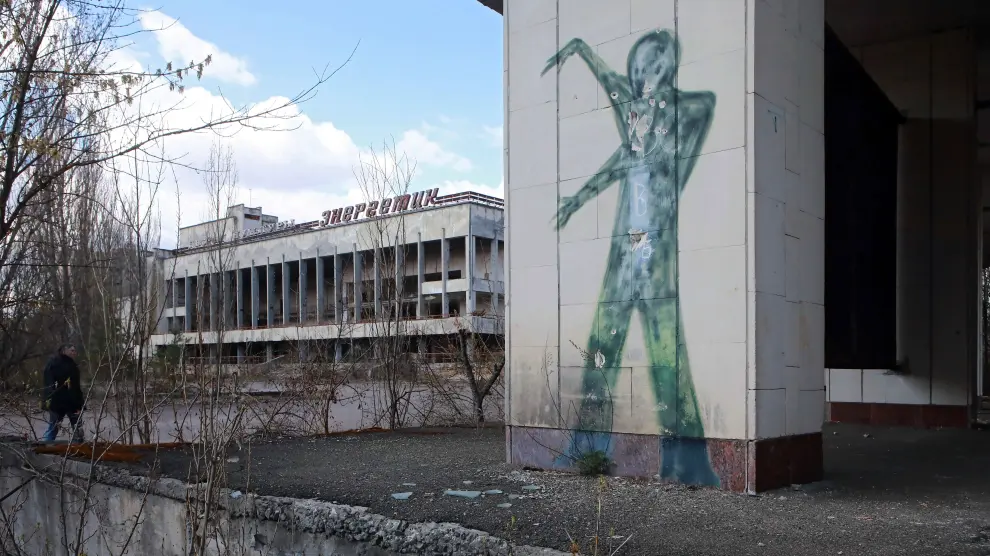 Un mural cerca de Chrnóbil.