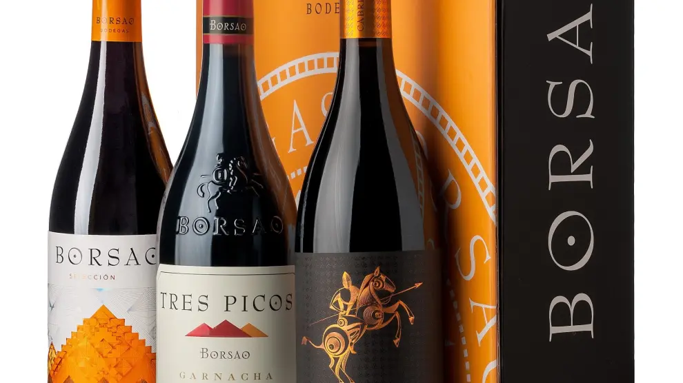 Tres de los vinos de Bodegas Borsao premiados en Vinespaña 2021.