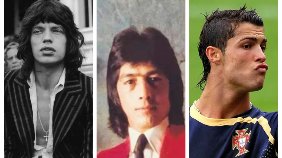 Tres mullets de tres décadas: los 60 (Jagger), los 80 (Jero, de los Chichos) y los 2000 (Cristiano).