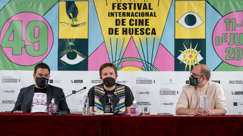 Juan J. Gómez, Orencio Boix y Rubén Moreno en la rueda de prensa de 'Las clases'.