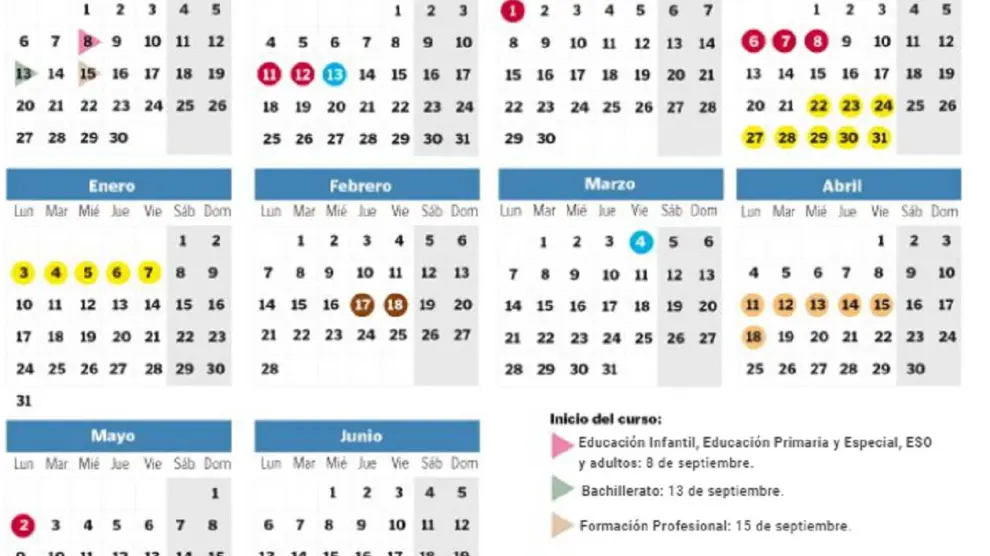 Calendario escolar en Aragón para el curso 2021-2022