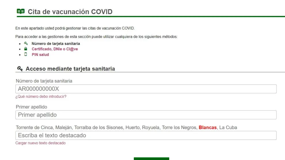 Salud Informa, la web donde se puede pedir cita para la vacuna covid en Aragón.