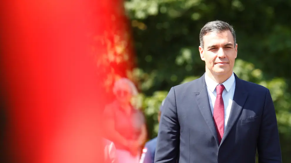 Spanish PM Sanchez attends flower ceremony at the Freedoms monument in Riga