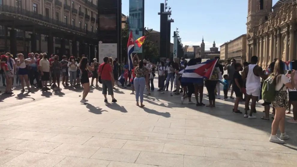 Imagen de la concentración de la tarde de ayer en Zaragoza.